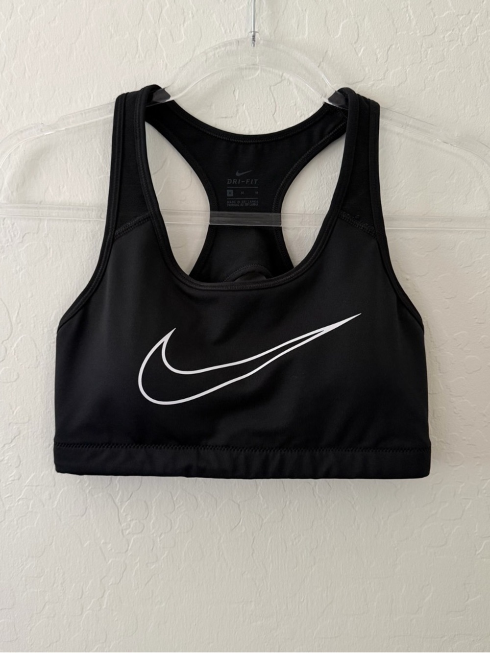 Nike Black Sports Bra with White Swoosh - Racerback Support